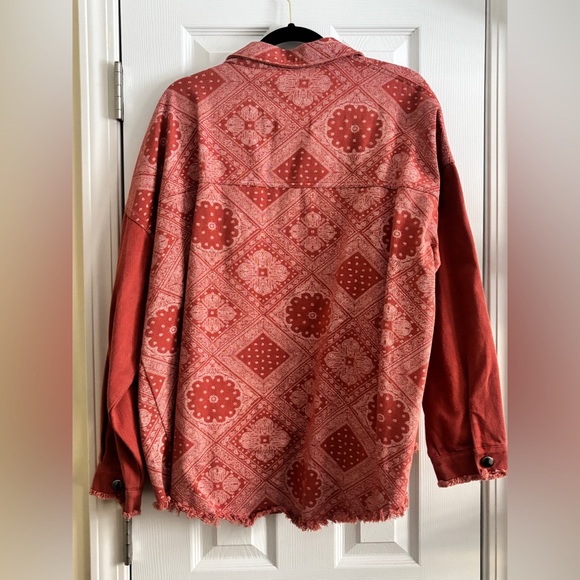 Pink Lily Orange Bandana Patterned Jacket - Picture 2 of 4